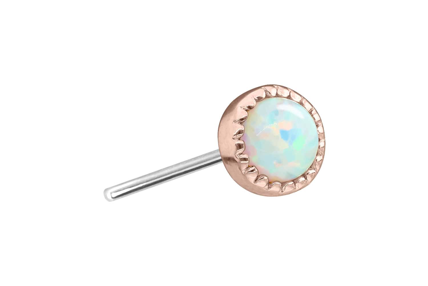 14 Karat Gold Aufsatz mit Titan Push Pin SYNTEHTISCHER OPAL von Piercingline
